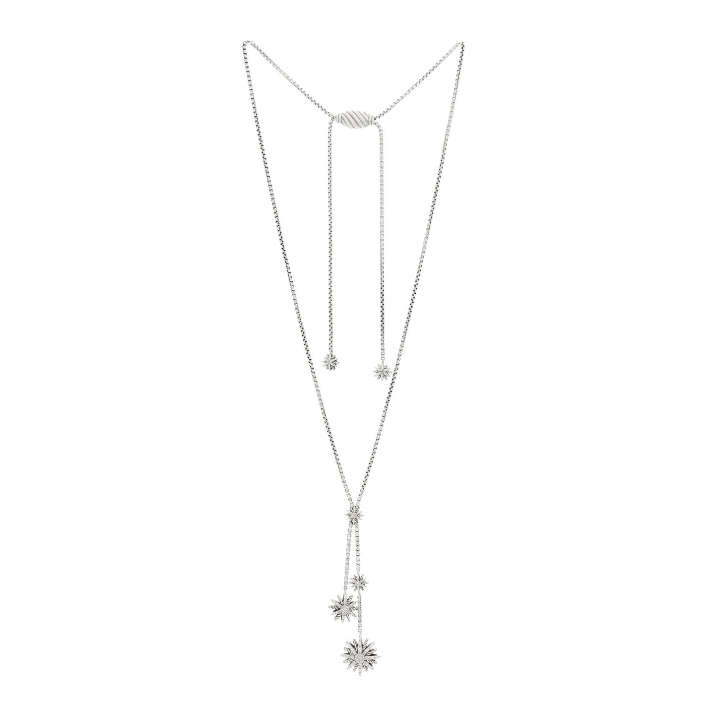 Sterling Silver Diamond Starburst Y Necklace
