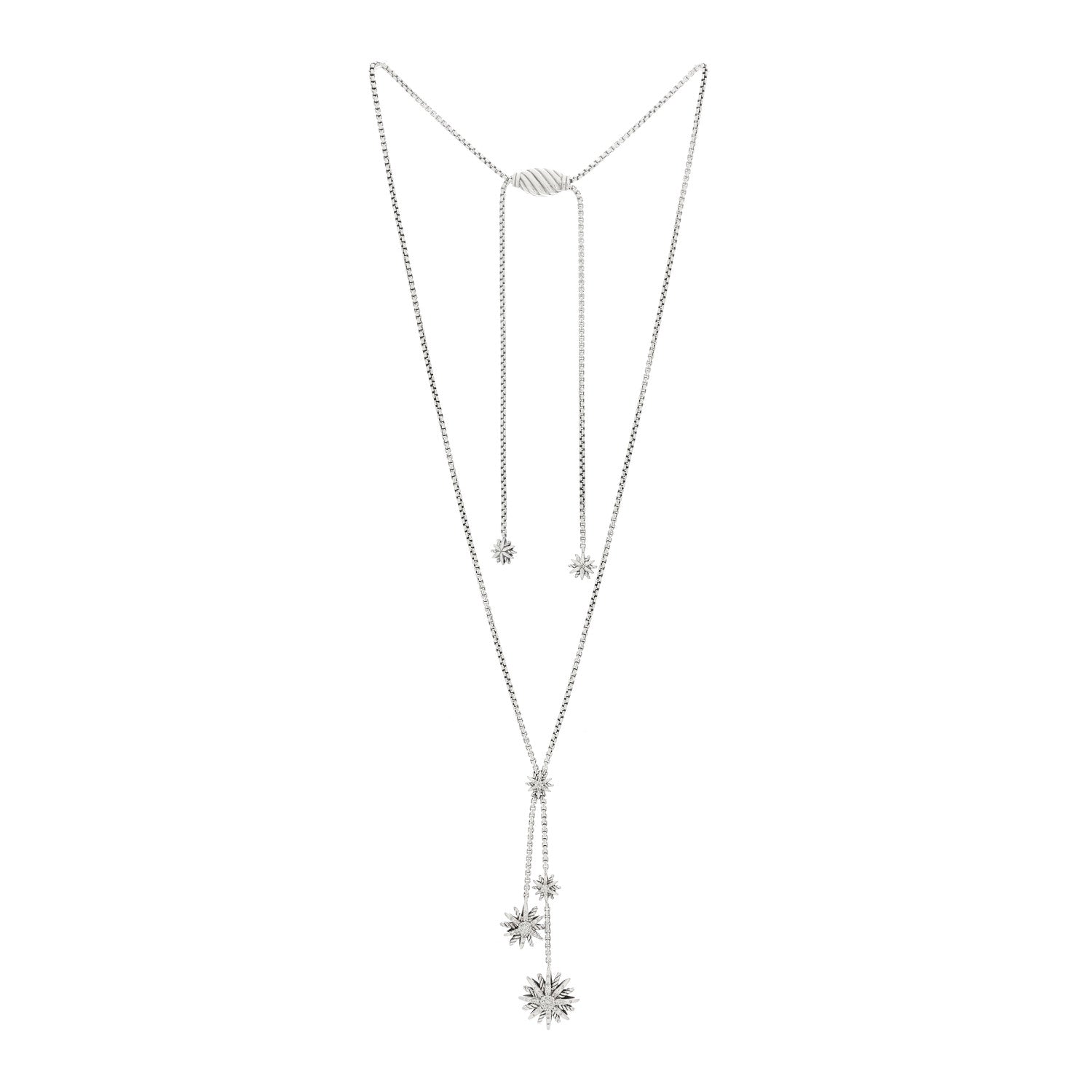 David Yurman Sterling Silver Diamond Starburst Y Necklace 3 of 5