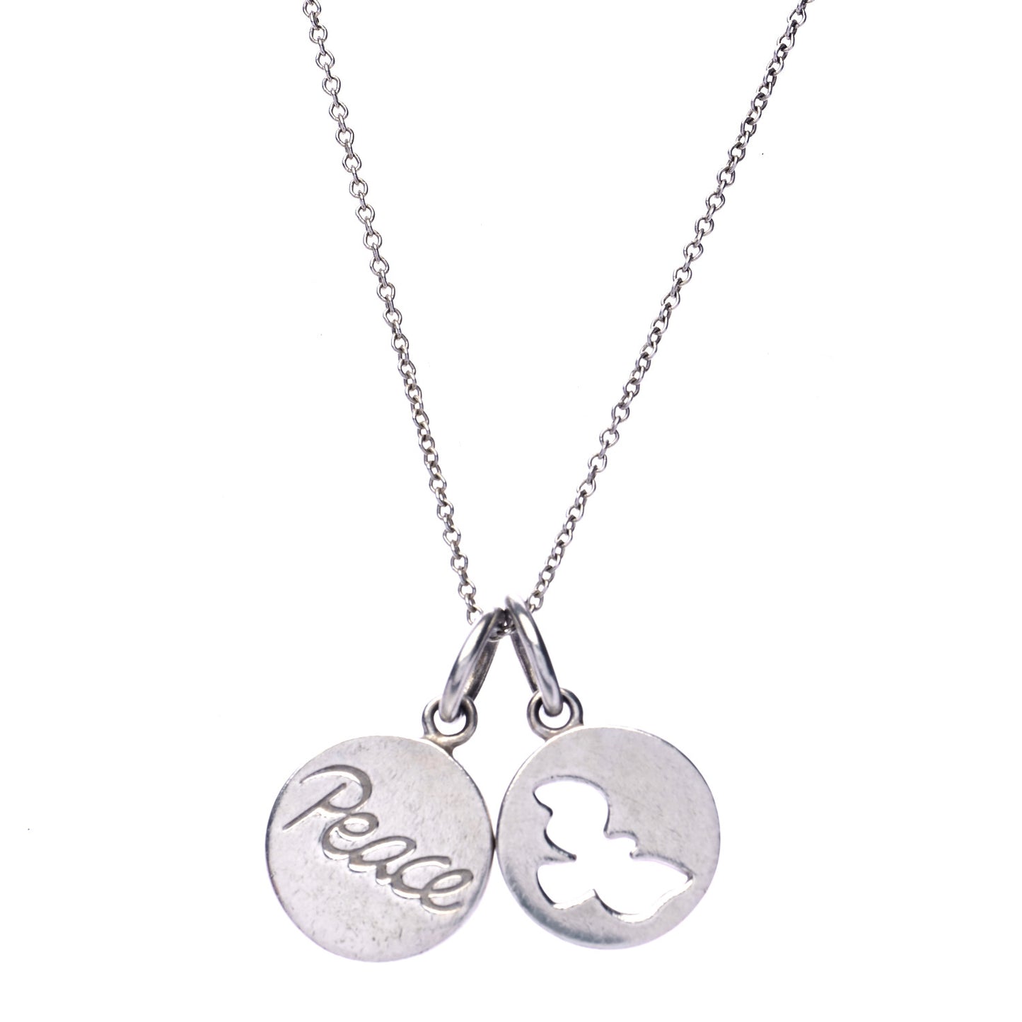 Sterling Silver Peace Dove Double Pendant Necklace