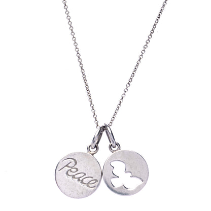 Tiffany Sterling Silver Peace Dove Double Pendant Necklace 1 of 6