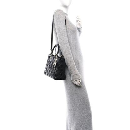 Christian Dior Lambskin Cannage Medium Lady Dior Black 2 of 10