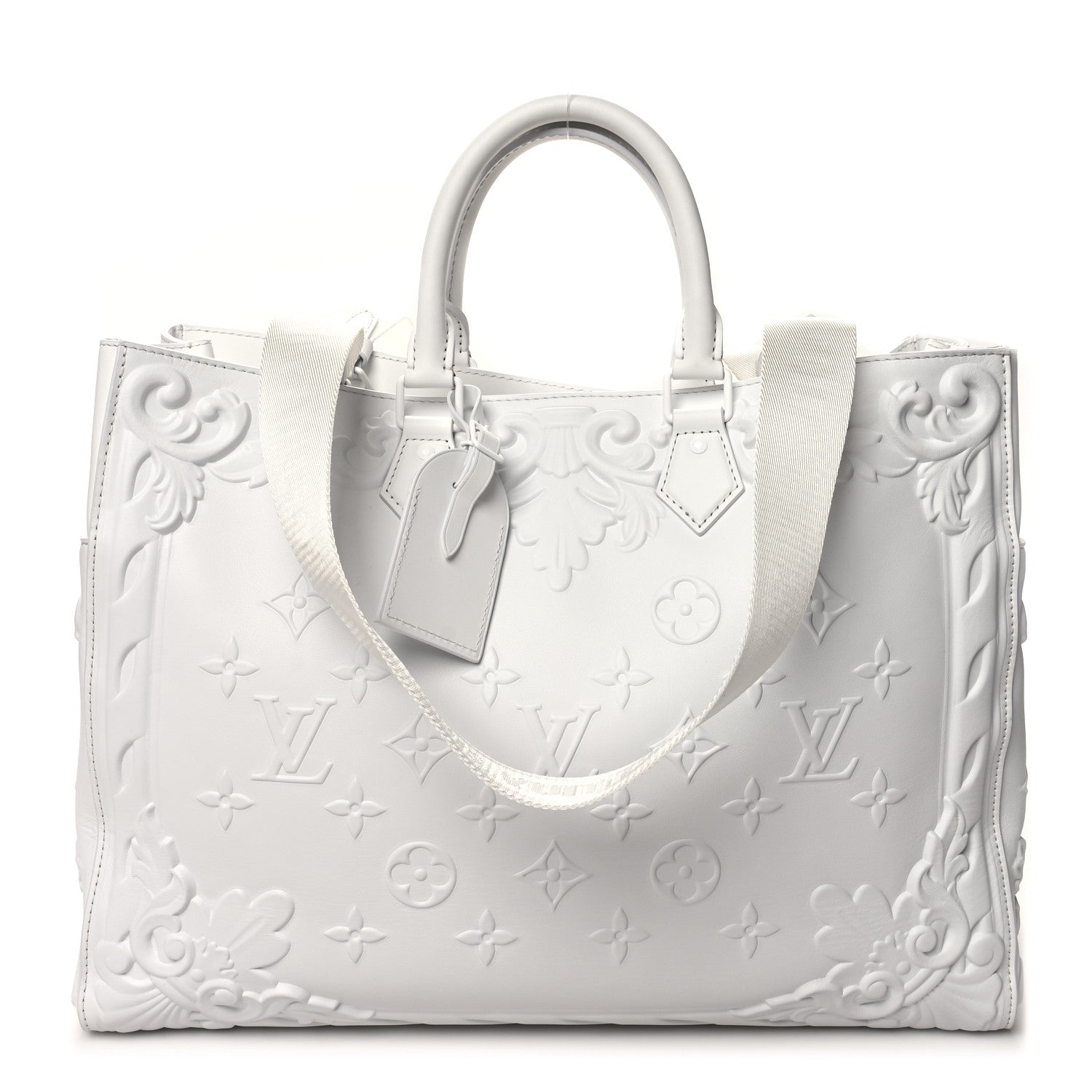 Louis Vuitton Calfskin LV Ornament Sac Plat 24H Optic White 1 of 9