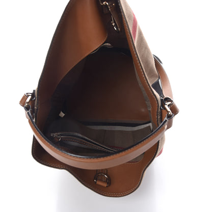 Burberry Canvas Mega Check Medium Ashby Hobo Saddle Brown 5 of 10