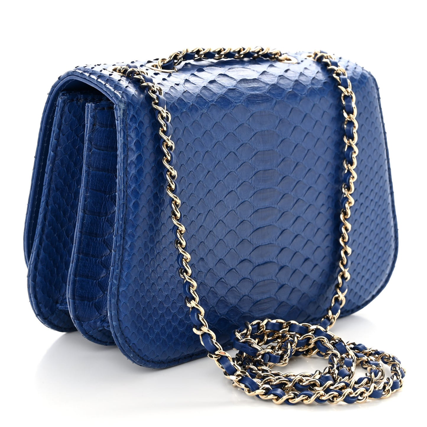 Snakeskin Small Braided Chic Flap Blue