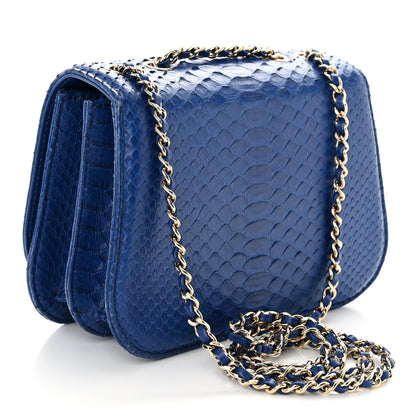 Chanel Snakeskin Small Braided Chic Flap Blue 3 of 19