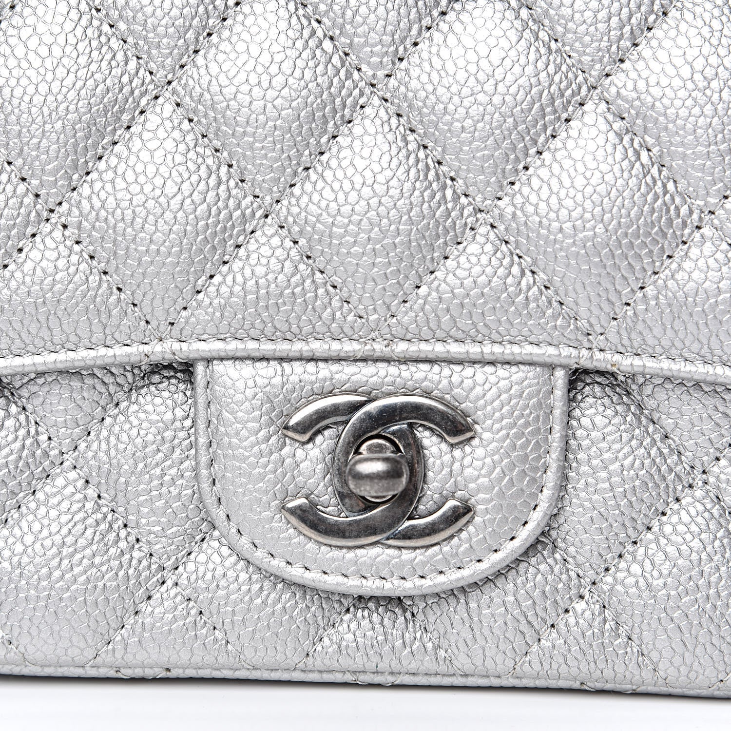 Chanel Metallic Caviar Quilted Mini Square Flap Silver 10 of 10