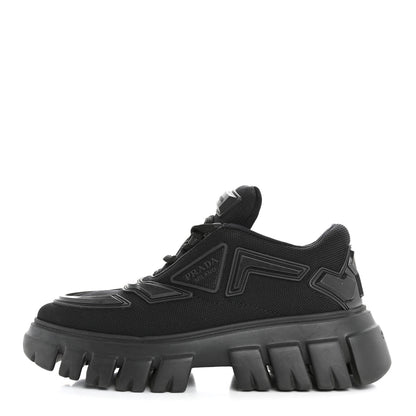 Prada Rubber Technical Knit Fabric Triangle Logo Evolution 55mm Sneakers 35.5 Black 1 of 10