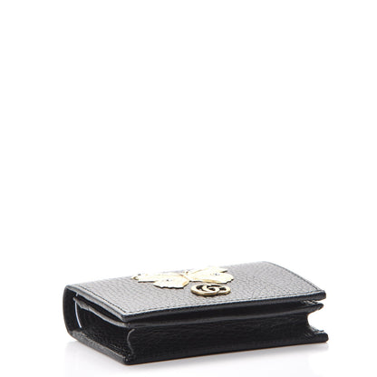 Gucci Pebbled Calfskin Butterfly Card Case Black 4 of 8