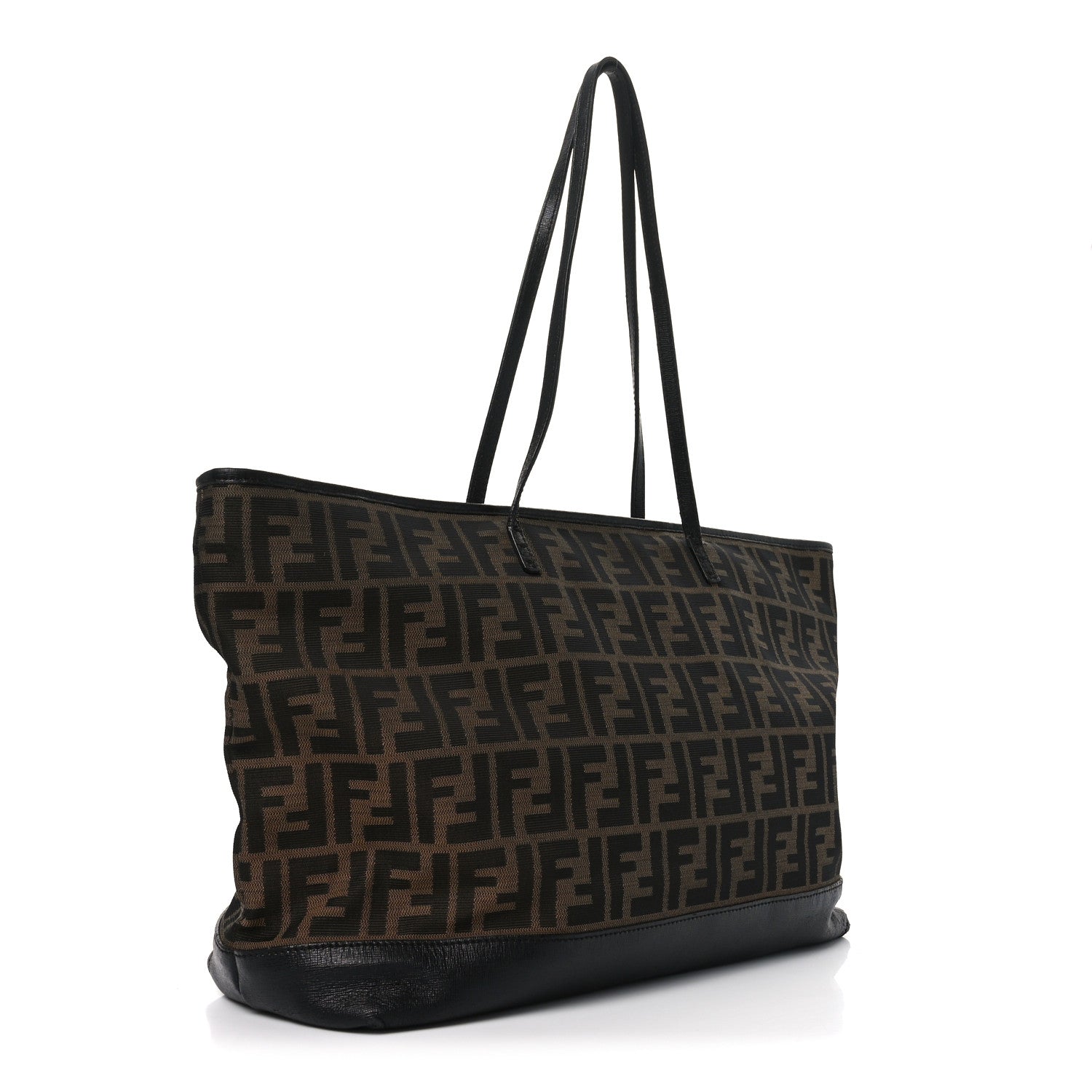 Fendi Zucca Vitello Elite Medium Roll Tote Tobacco Black 3 of 10