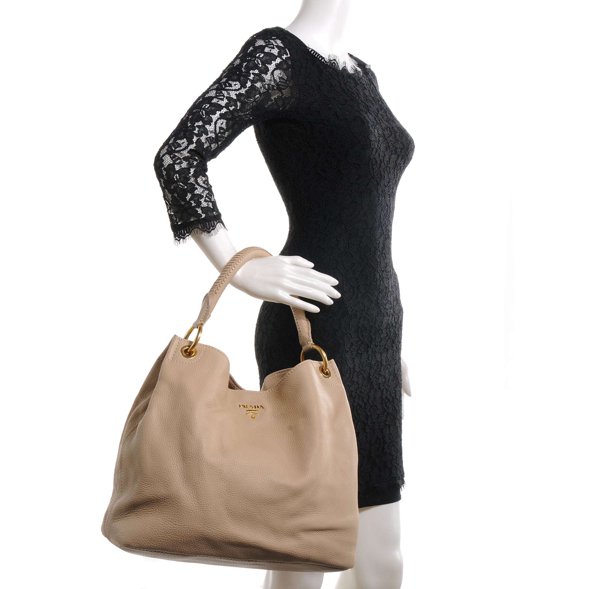 Prada Vitello Daino Hobo Sabbia 2 of 11