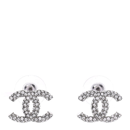 Chanel Crystal CC Earrings Silver 1 of 5