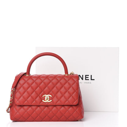 Chanel Caviar Quilted Small Coco Handle Flap Red 10 of 10