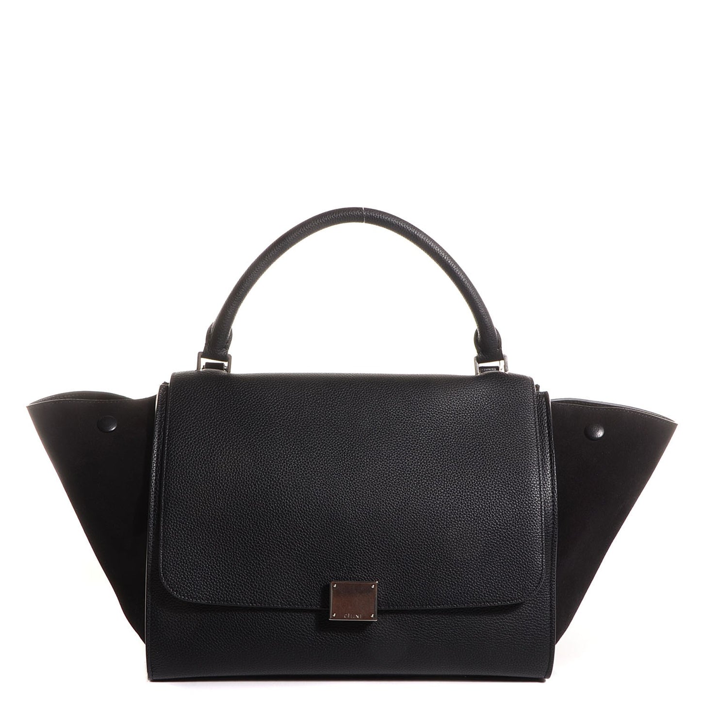 Drummed Calfskin Suede Medium Trapeze Black