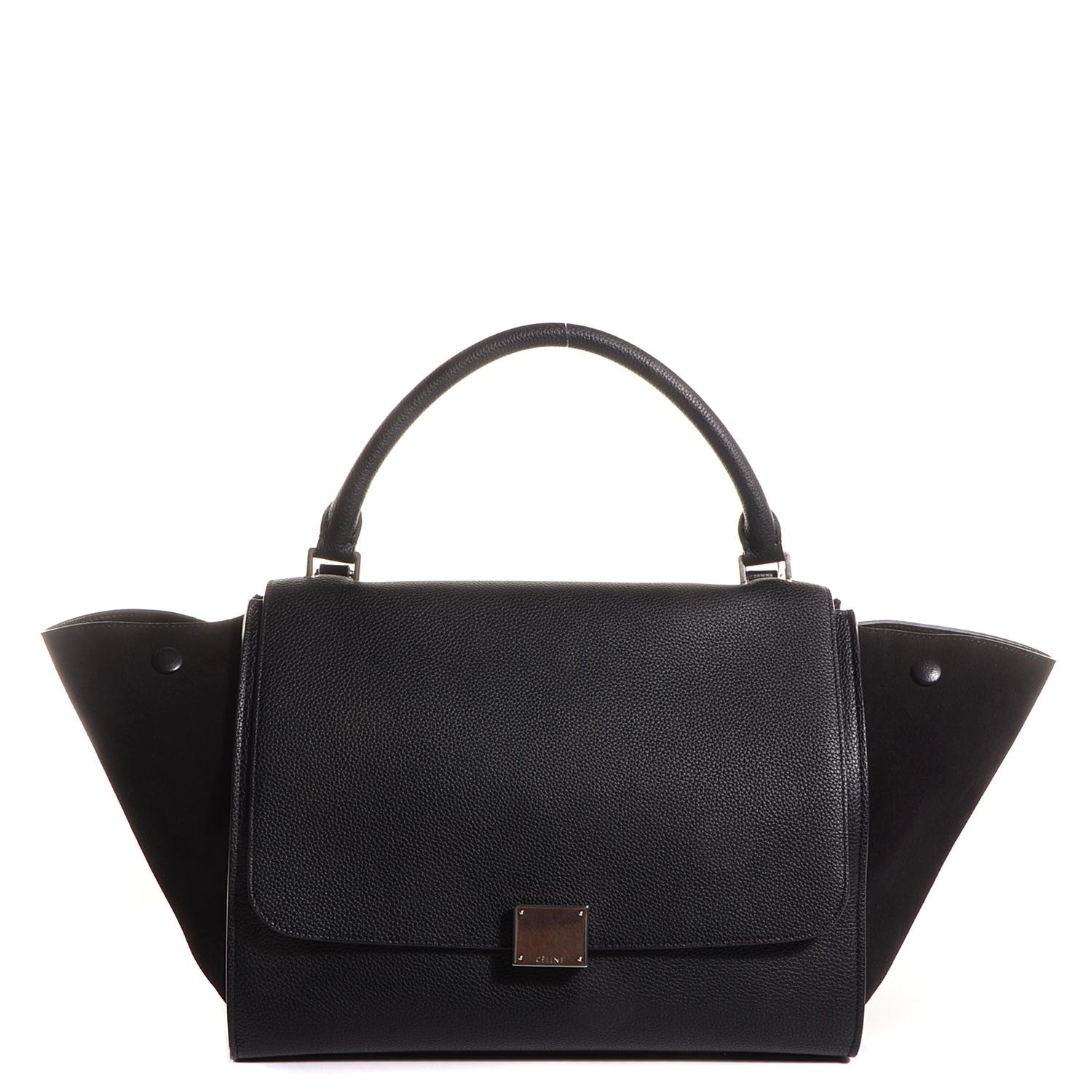 Celine Drummed Calfskin Suede Medium Trapeze Black 1 of 9