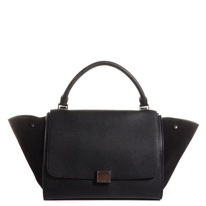 Celine Drummed Calfskin Suede Medium Trapeze Black 1 of 9