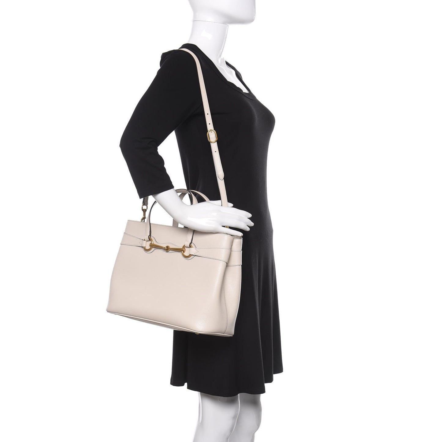 Textured Calfskin Medium Bright Bit Tote White