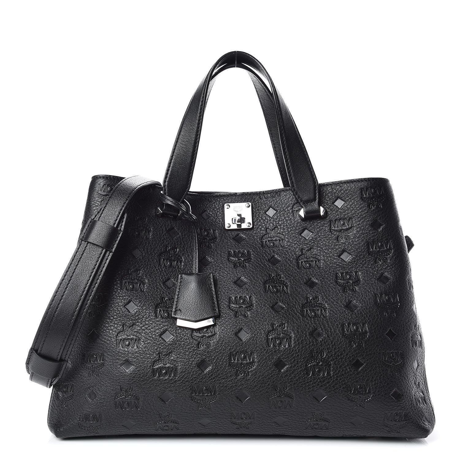 MCM Calfskin Ottomar Monogram Large Essential Tote Black 1 of 16