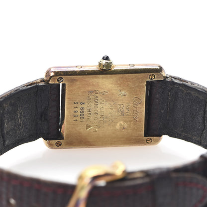 Cartier Sterling Silver Vermeil Lizard 20mm Must de Cartier Tank Quartz Watch Brown 5 of 8