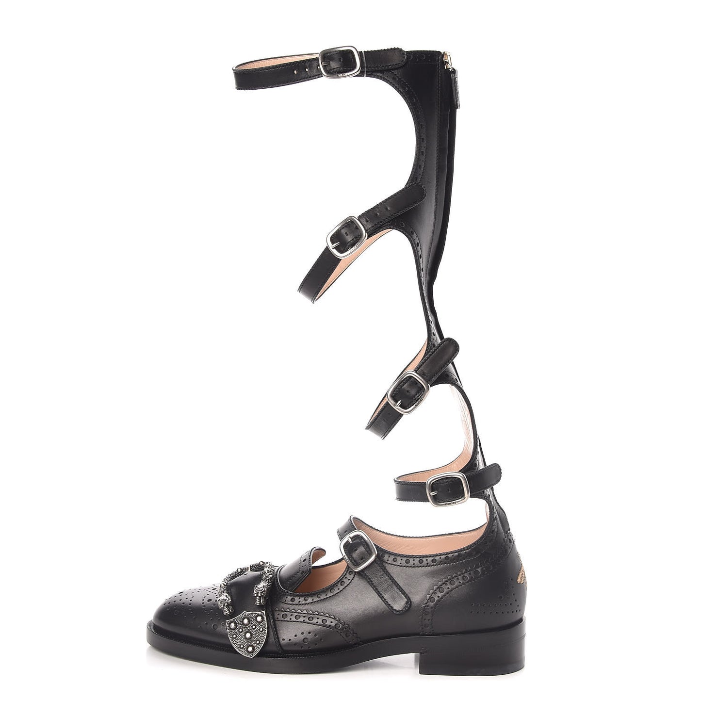 Calfskin Queercore Brogue Knee High Boots 38 Black
