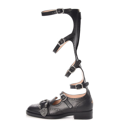 Gucci Calfskin Queercore Brogue Knee High Boots 38 Black 1 of 7