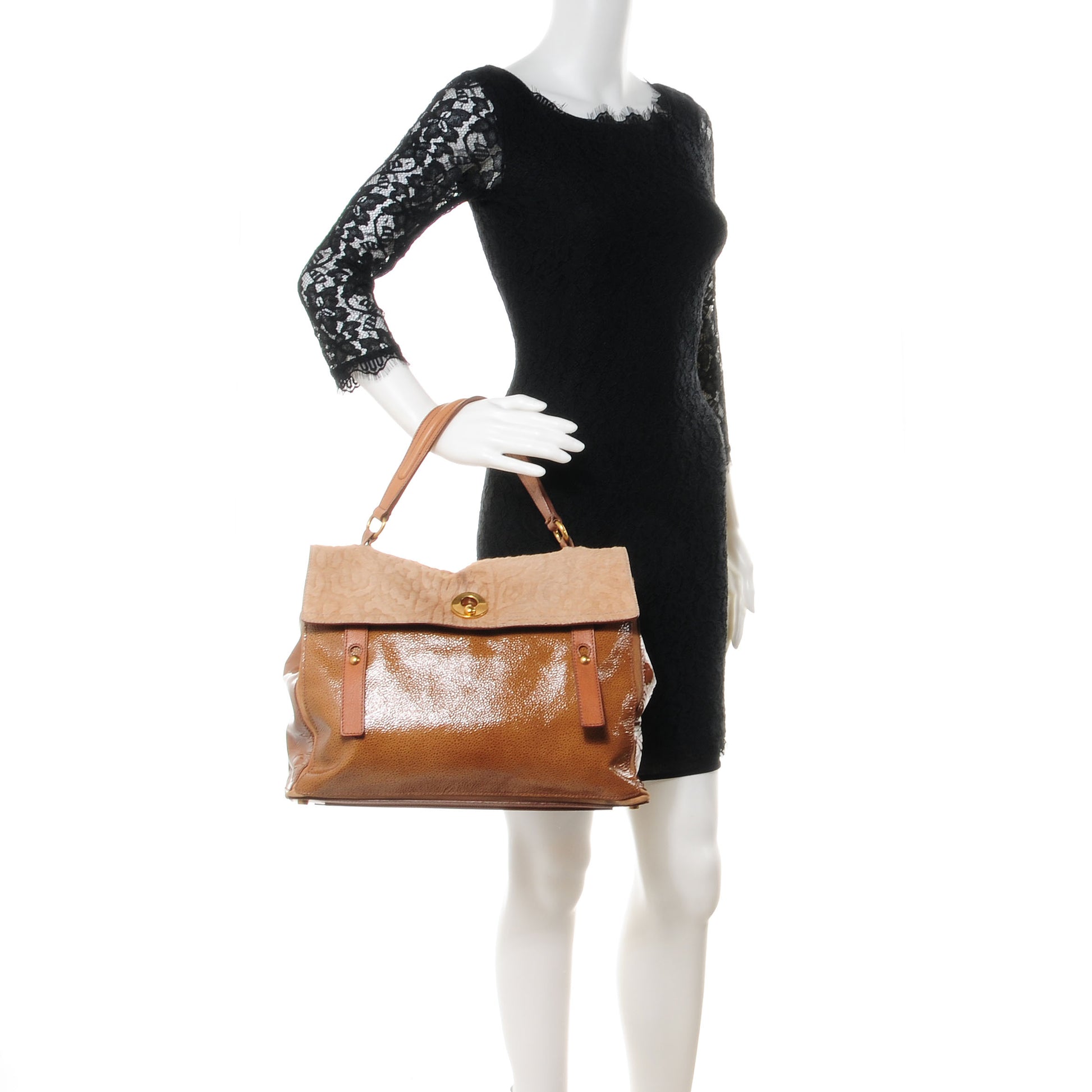 Saint Laurent Pony Hair Patent Leather Large Muse Two Brown 2 of 9
