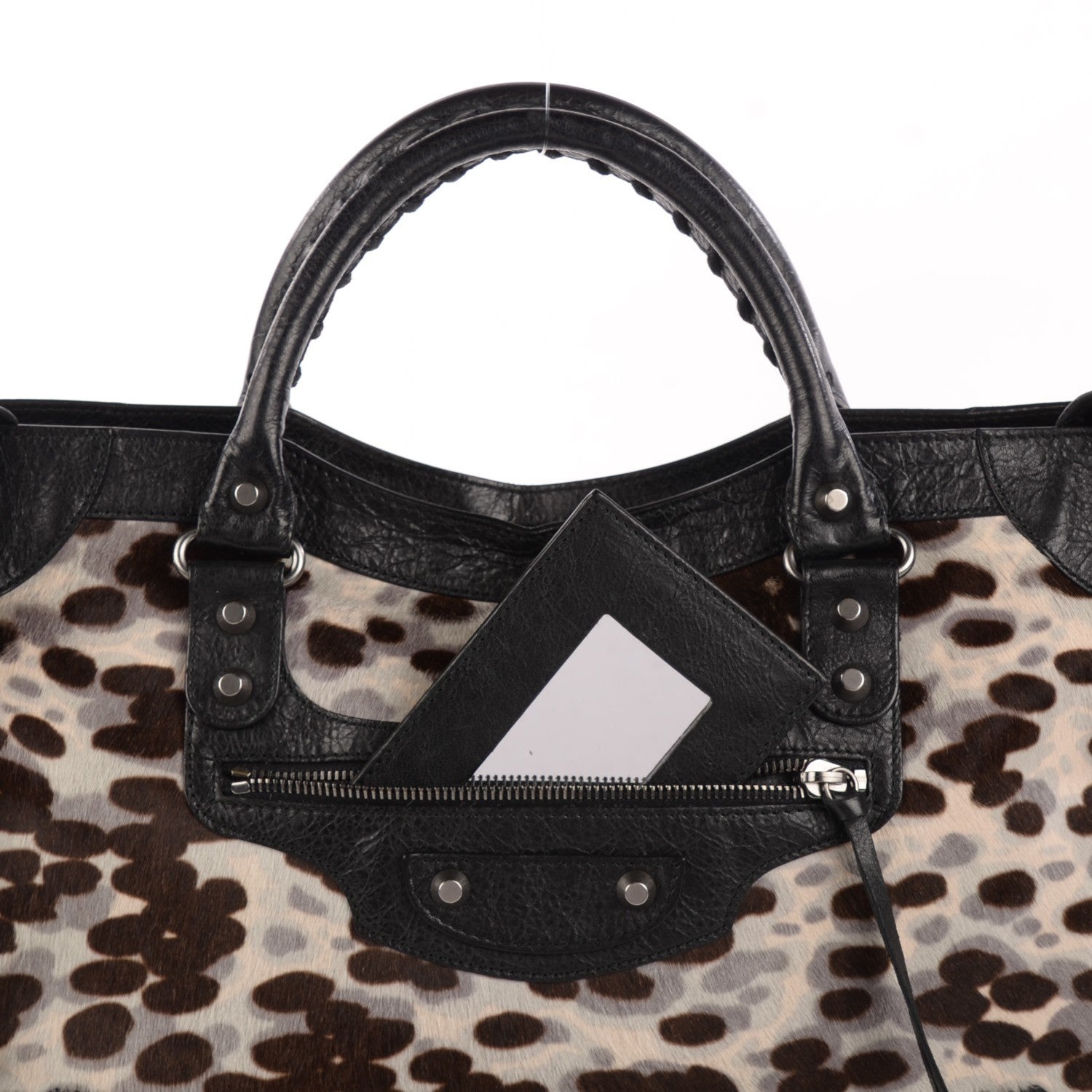 Balenciaga Leopard Pony Hair Classic Hardware City Black 10 of 13