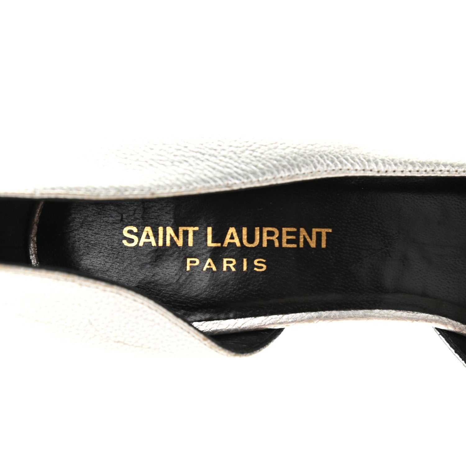 Saint Laurent Metallic Grained Calfskin Janis 105 D'Orsay Pumps 36.5 Argento 8 of 18