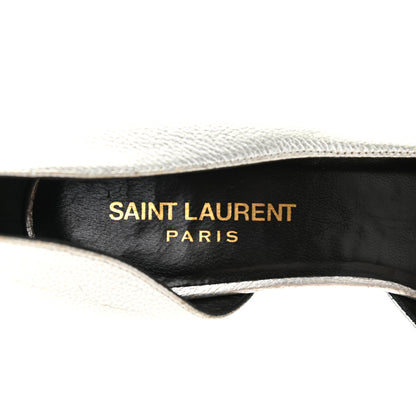 Saint Laurent Metallic Grained Calfskin Janis 105 D'Orsay Pumps 36.5 Argento 8 of 18
