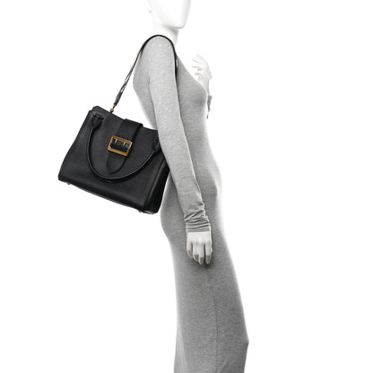 Burberry Soft Grain Calfskin Medium Buckle Tote Black 2 of 12