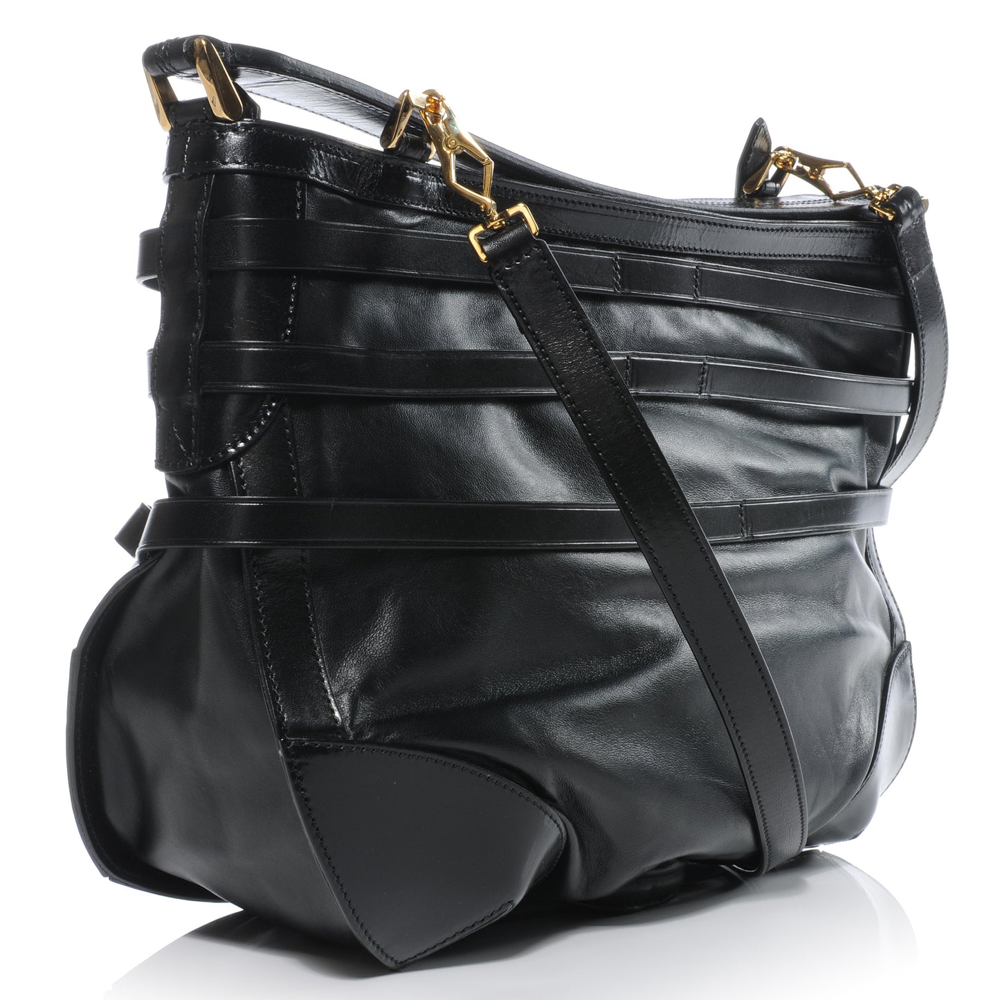 Lambskin Bridle Calfskin Small Dutton Hobo Black