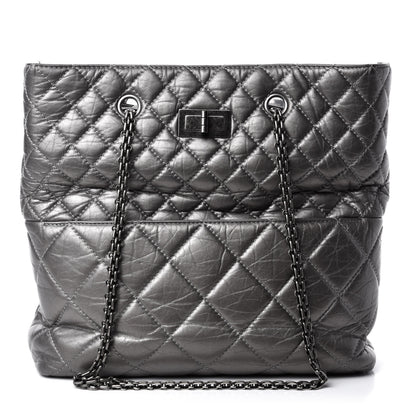 Chanel Metallic Aged Calfskin Quilted Reissue 2.55 Tote Dark Grey 1 of 15