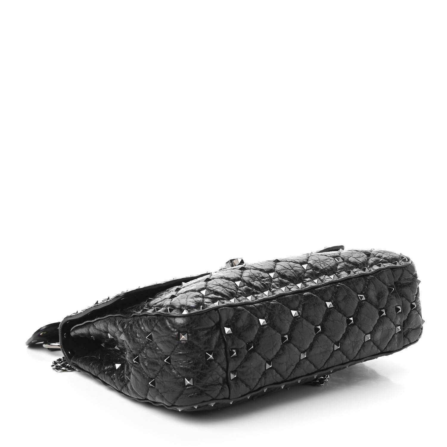 Valentino Garavani Craquele Nappa Medium Rockstud Spike Shoulder Bag Black 4 of 10