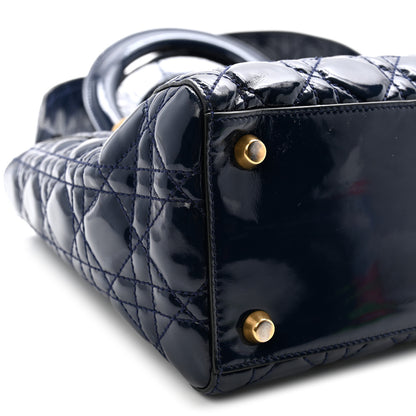 Christian Dior Patent Cannage Medium Supple Lady Dior  Navy Blue 8 of 9