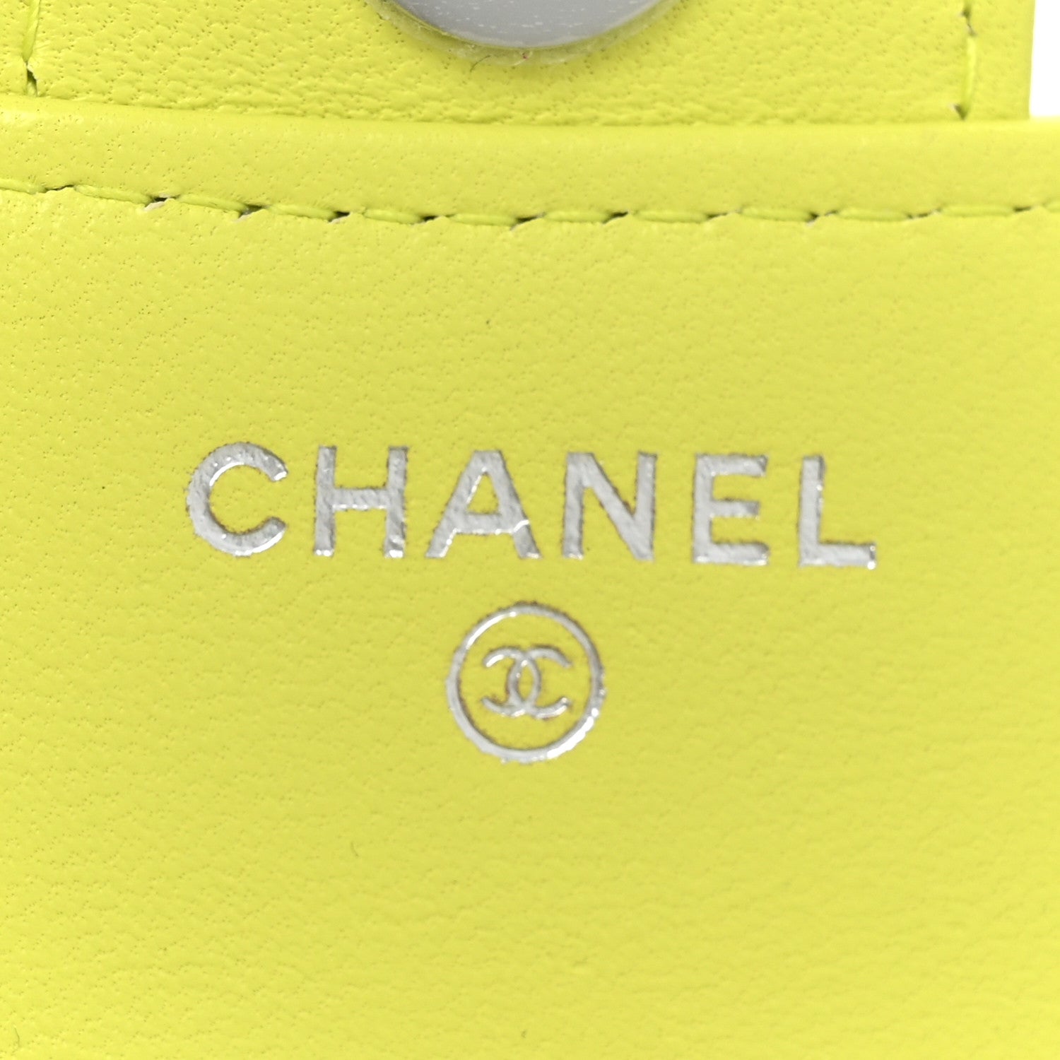 Chanel Lambskin Quilted Flap Phone Holder With Chain Yellow 6 of 10