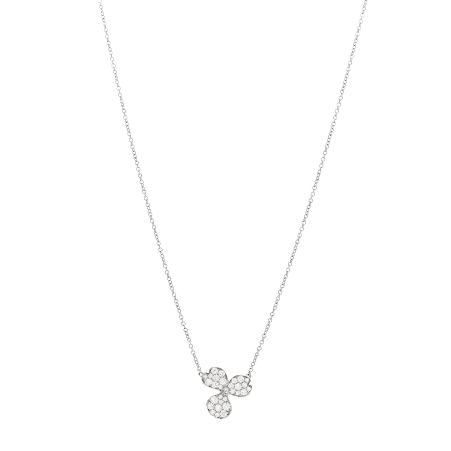 Tiffany Platinum Diamond Paper Flowers Pave Pendant Necklace 1 of 4