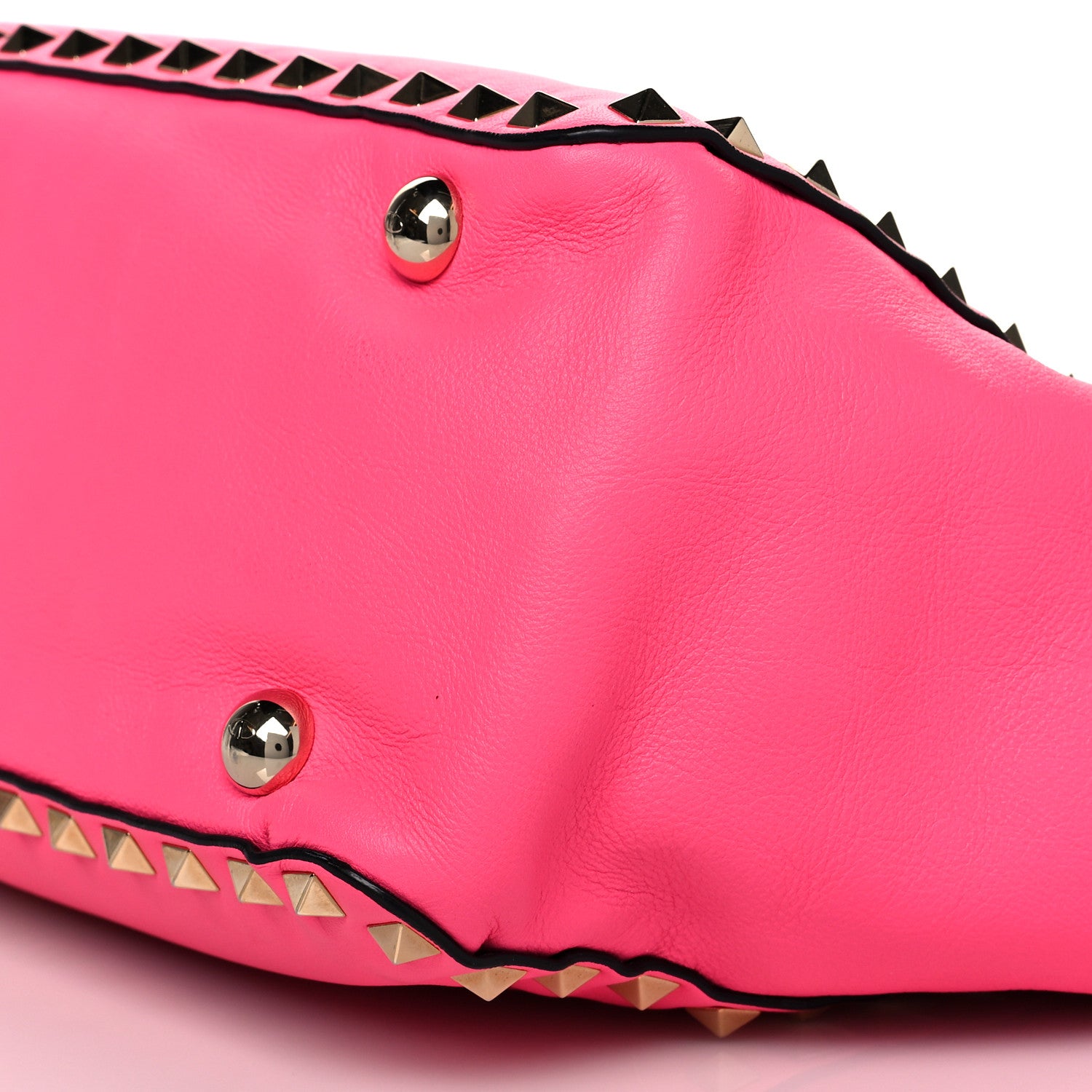 Valentino Garavani Vitello Small Rockstud Tote Fuxia Fluo 6 of 9