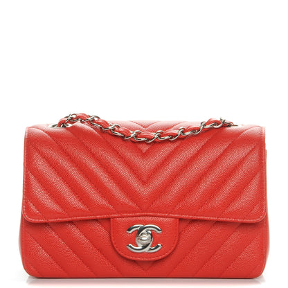 Chanel Caviar Chevron Quilted Mini Rectangular Flap Red 1 of 7