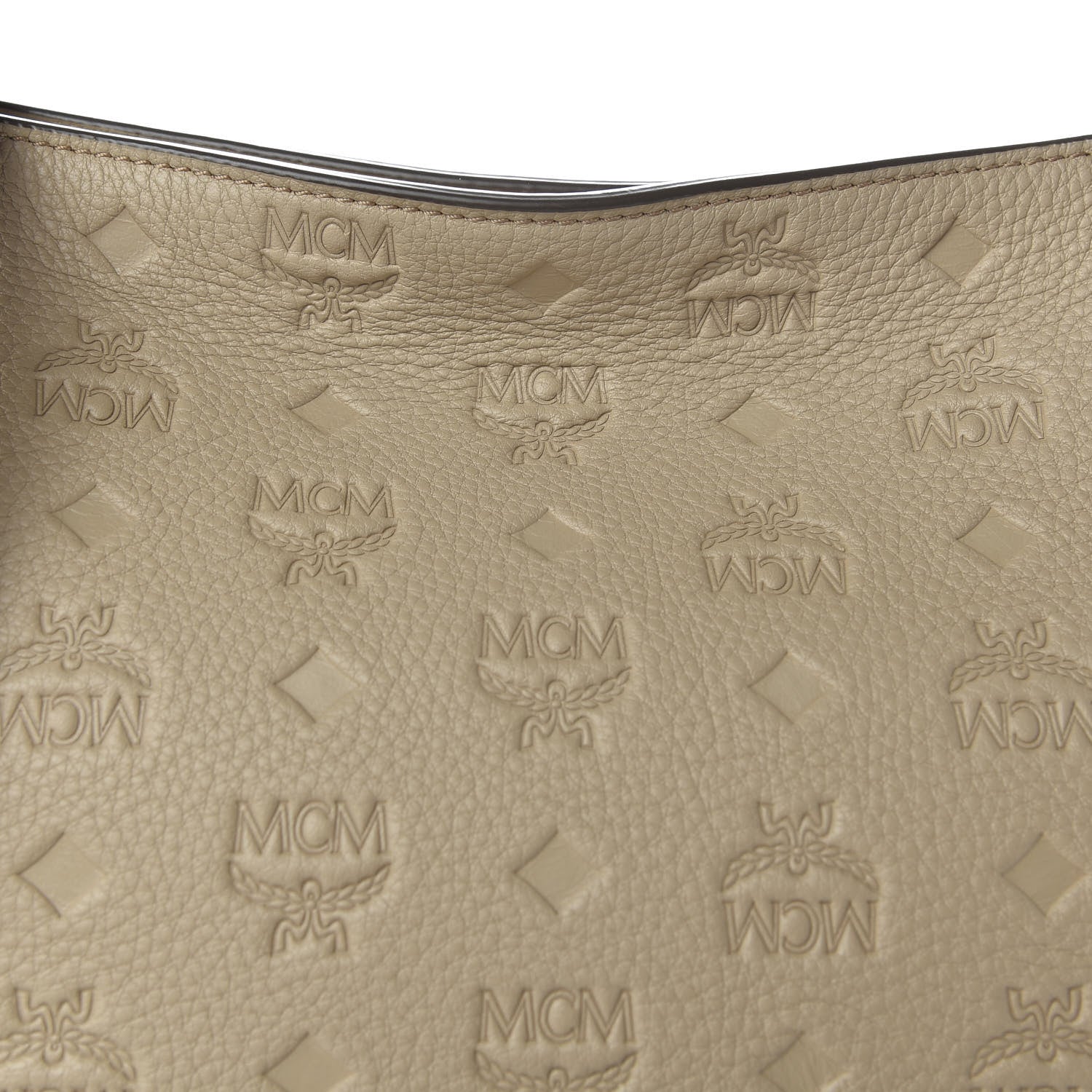 MCM Calfskin Ottomar Monogram Medium Klara Hobo New Beige 10 of 10