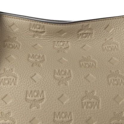 MCM Calfskin Ottomar Monogram Medium Klara Hobo New Beige 10 of 10