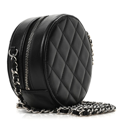 Chanel Lambskin Quilted Round Clutch With Chain Black 3 of 10