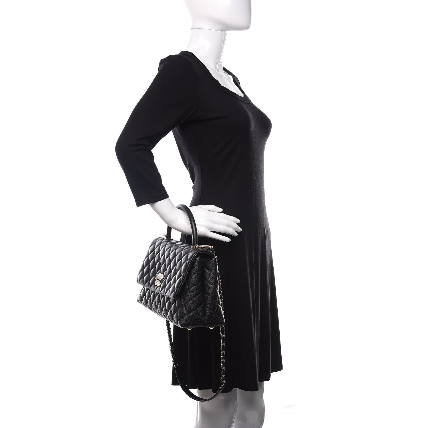 Chanel Caviar Quilted Small Coco Handle Flap Black 3 of 11