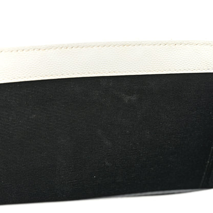 Saint Laurent Grain De Poudre Textured Mixed Matelasse Medium Triquilt Monogram Satchel White 11 of 20