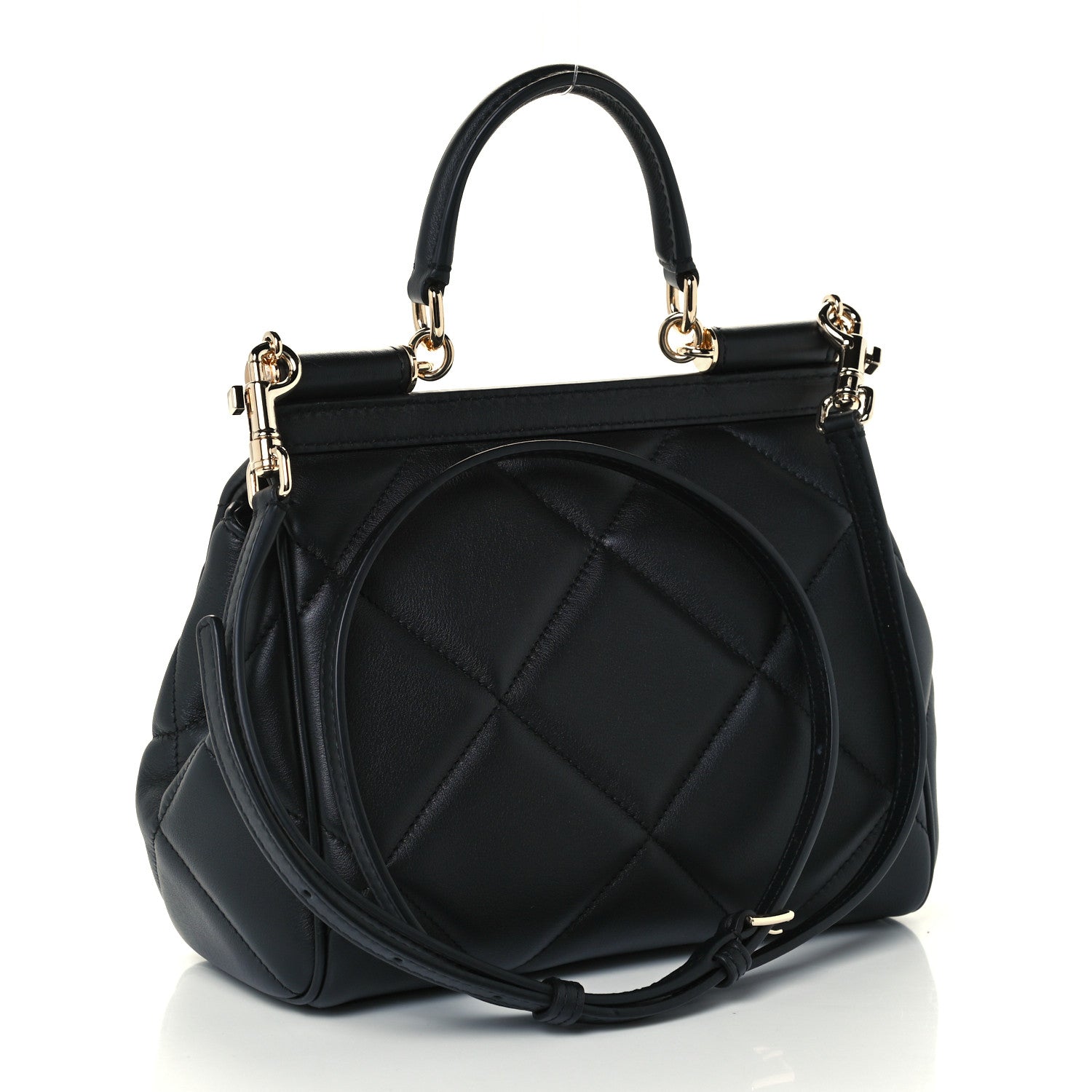 Dolce & Gabbana Calfskin Quilted Small Miss Sicily Satchel Black 3 of 10