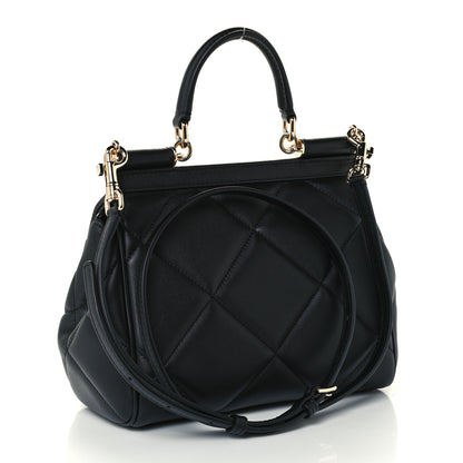 Dolce & Gabbana Calfskin Quilted Small Miss Sicily Satchel Black 3 of 10