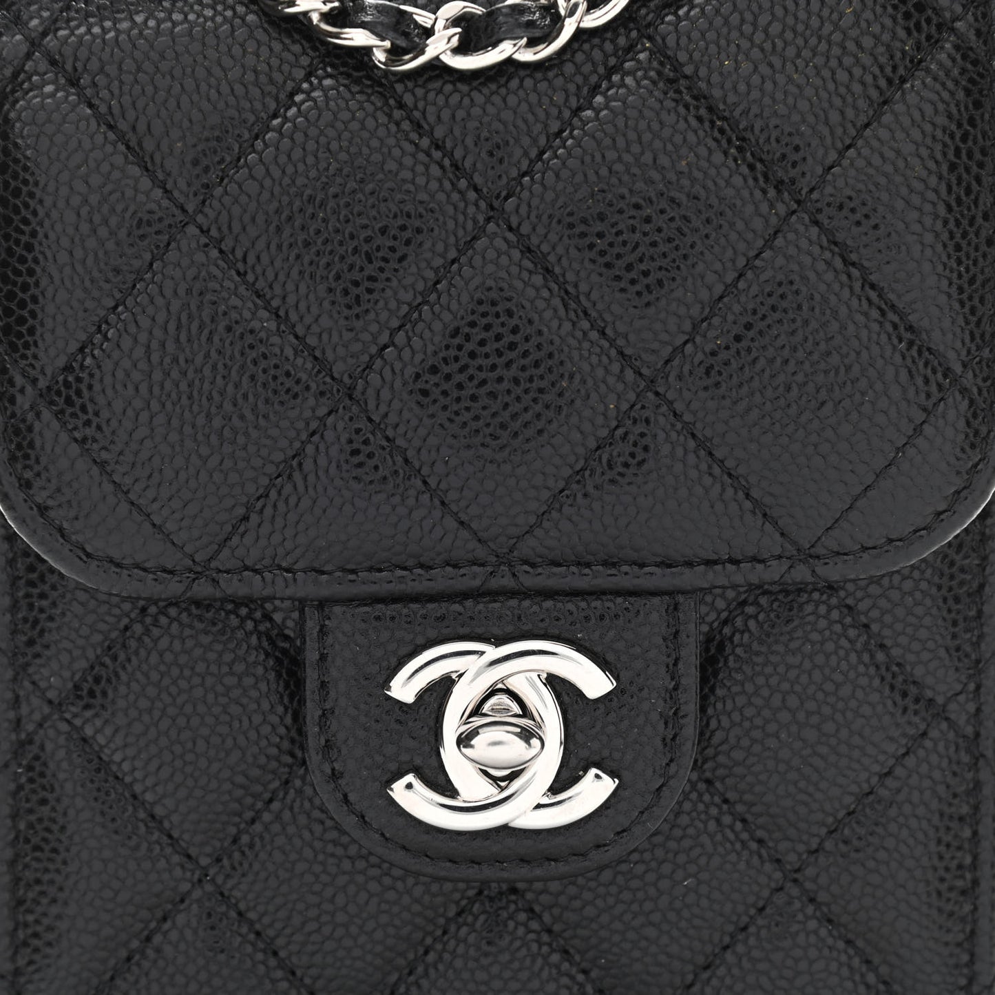 Caviar Quilted Classic Phone Holder Black