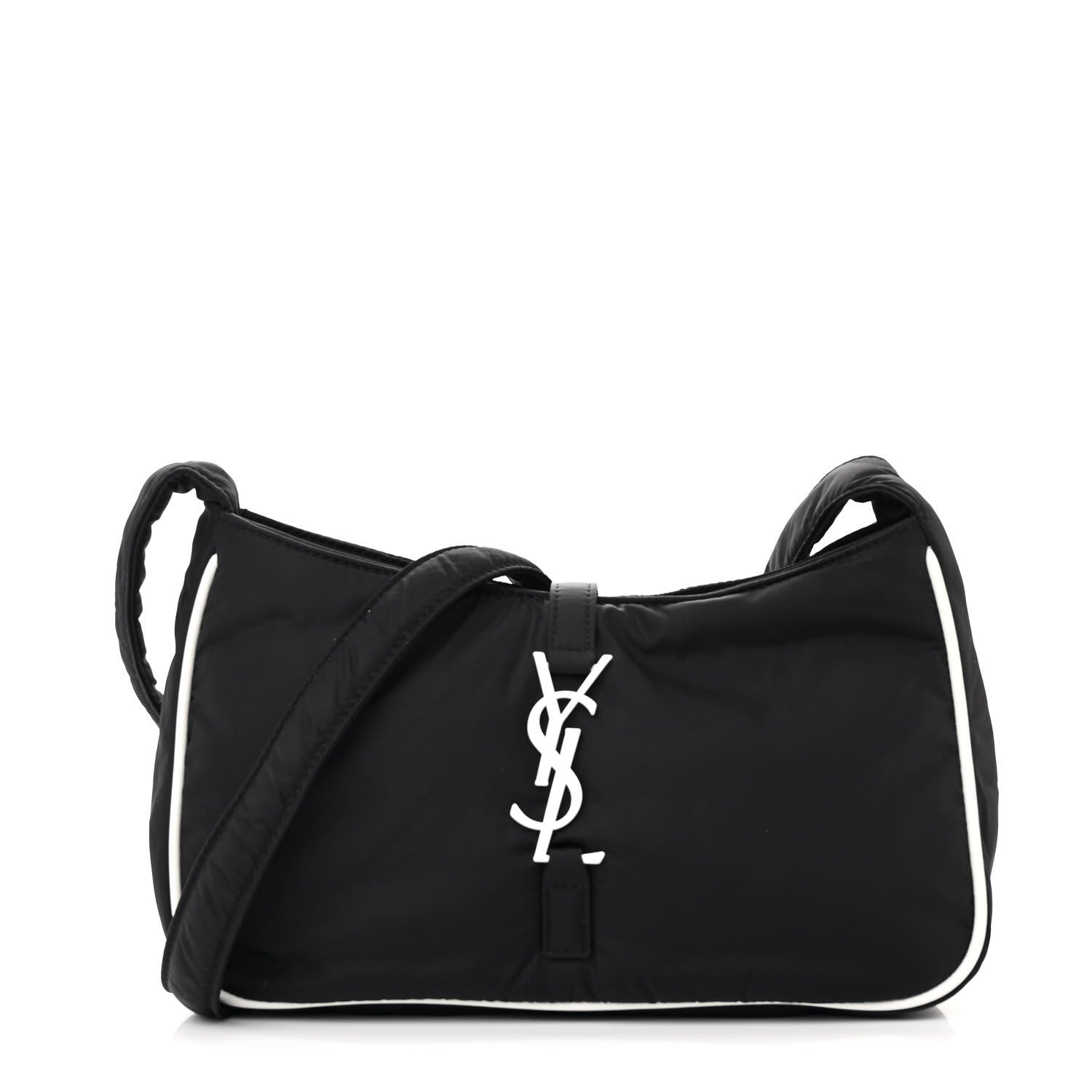 Saint Laurent Econyl Nylon Le 5 A 7 Hobo Black White 1 of 10
