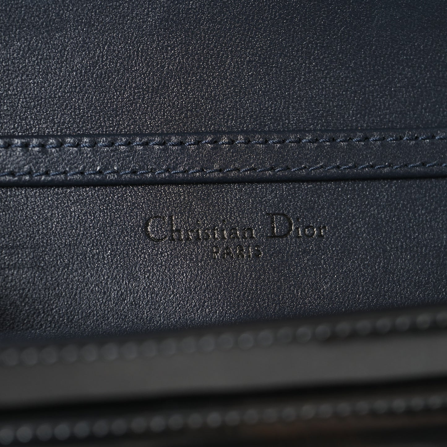 Metallic Patent Micro-Cannage Diorama Wallet on Chain Pouch Onyx Black