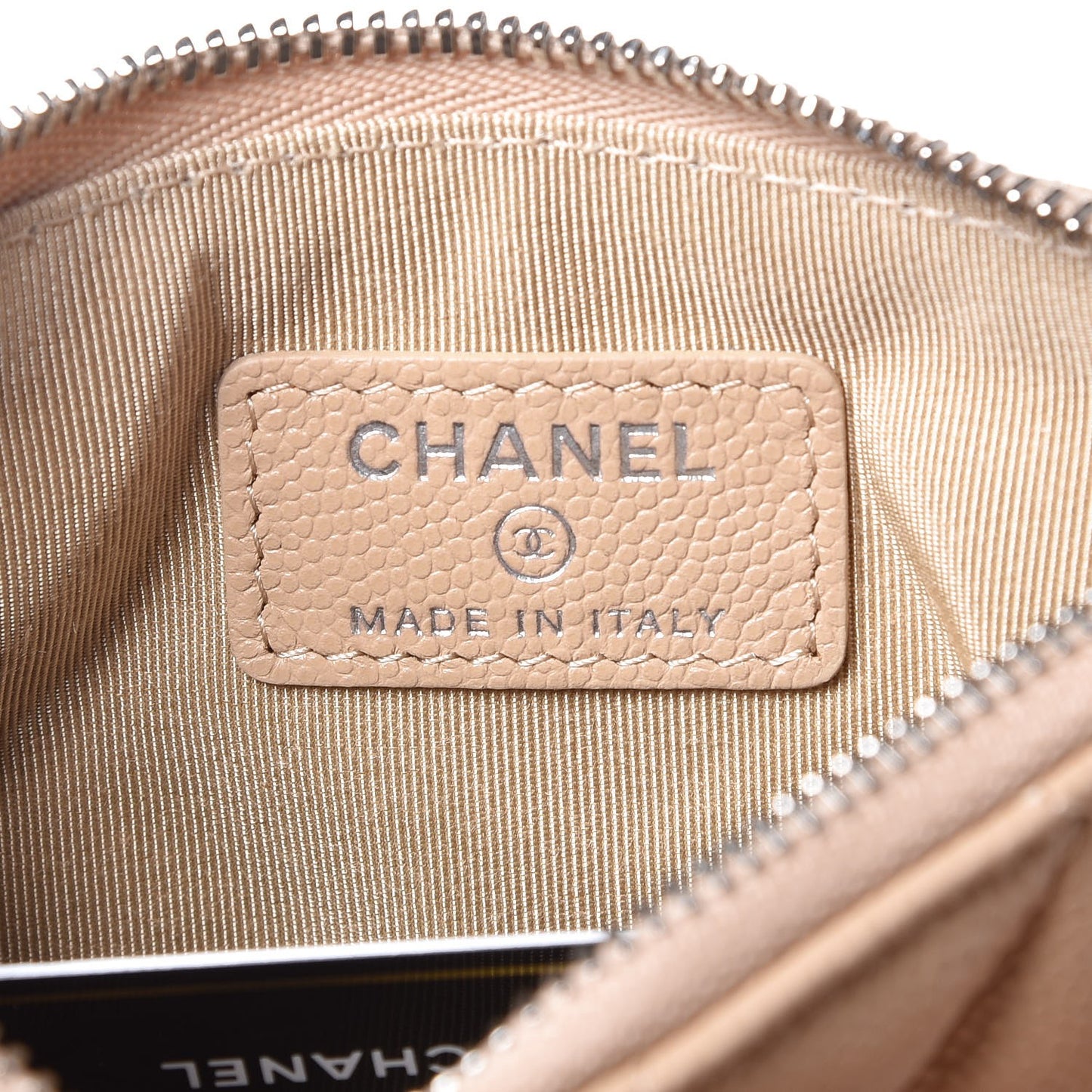 Caviar Quilted Small Cosmetic Case Beige