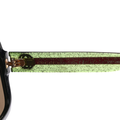 Gucci Acetate Oversize Square Web GG 0036S Sunglasses Black Green 5 of 8