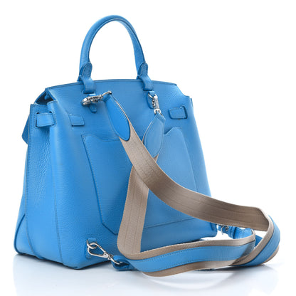 MCM Grained Calfskin Large Milla Convertible Backpack Tile Blue 2 of 13